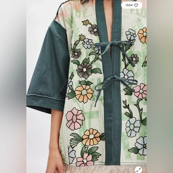 We The Free Pressed In Flowers Kimono, SMALL NWT (oversized) - Picture 4 of 9